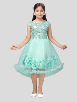Aarika - Turquoise Colour Net Midi Dress