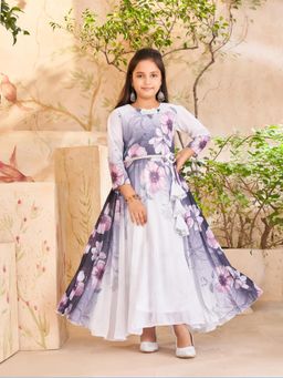 Aarika - Party Wear Purple Colour Floral Print Georgette Gown