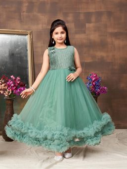 Aarika - Party Wear Green Colour Embellished Beads Net Gown