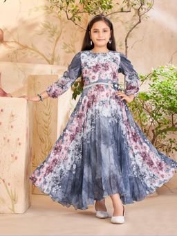 Aarika - Party Wear Brown Colour Floral Print Georgette Gown