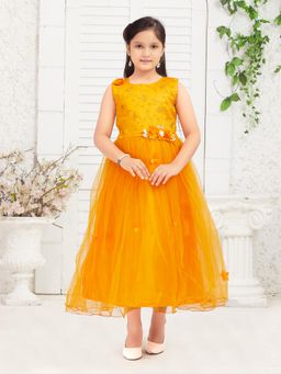 Aarika - Party Wear Yellow Colour Embroidery Net Gown (Set of 2)