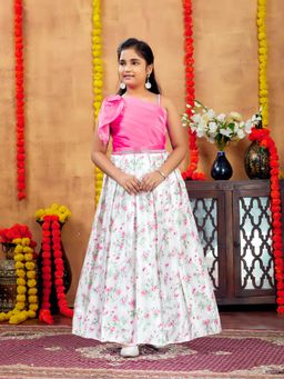 Aarika - Party Wear Gajri Colour Floral Print Silk Gown