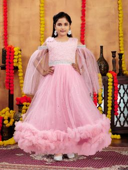 Aarika - Party Wear Peach Colour Embellished Net Gown
