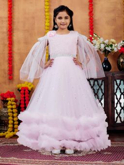 Aarika - Party Wear Pink Colour Embellished Net Gown