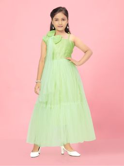 Aarika - Neon Green Colour Solid Net Gown