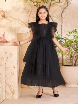 Aarika - Party Wear Black Colour Solid Net Gown