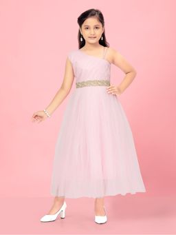 Aarika - Pink Colour Solid Net Gown