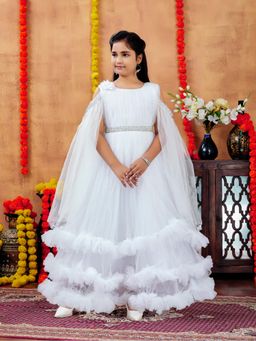 Aarika - Party Wear White Colour Embellished Net Gown