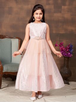 Aarika - Party Wear Peach Colour Embellished Net Nylon Gown (Set of 2)