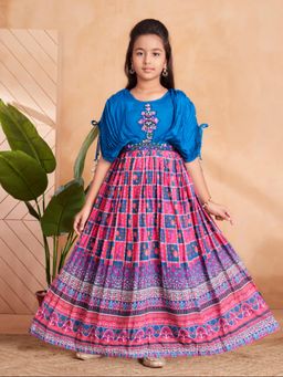 Aarika - Ethnic Wear Blue-Rani Colour Embroidery Printed Gown