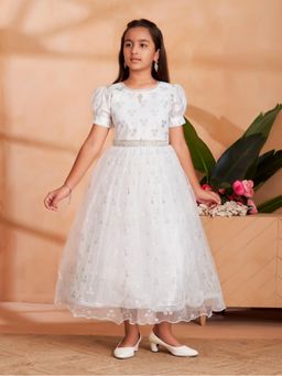 Aarika - Party Wear White Colour Glitter Gown