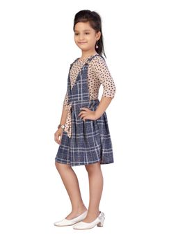Aarika - Party Wear Peach-Blue Colour Polka Dot Cotton Blend Dress (Set of 2)