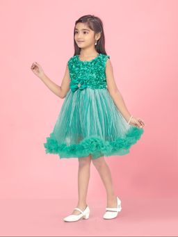 Aarika - Party Wear Green Colour Net Embellished Frock