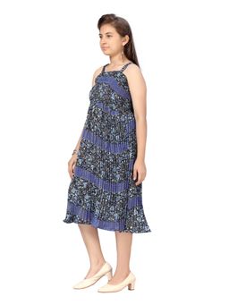 Aarika - Party Wear Blue Colour Georgette Printed Midi Dress