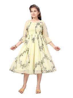 Aarika - Lemon Colour Georgette Midi Dress