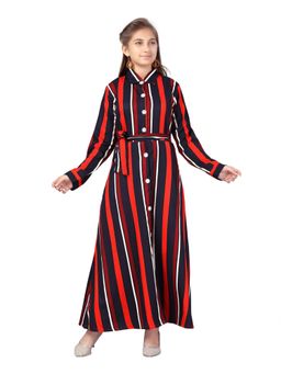 Aarika - Red-Navy Blue Colour Cotton Blend Maxi Dress (Set of 2)