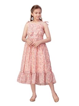 Aarika - Peach Colour Georgette Midi Dress