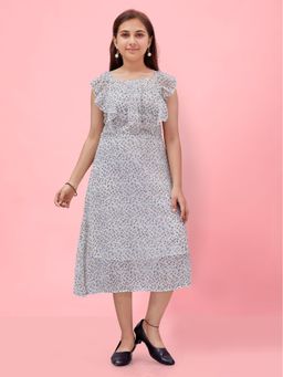 Aarika - White Colour Georgette Midi Dress