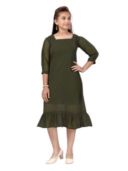 Aarika - Dark Green Colour Midi Dress