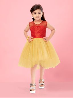 Aarika - Red-Fawn Colour Party Wear Frock