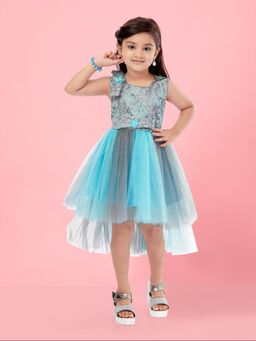 Aarika - Firozi Colour Net Mini Dress