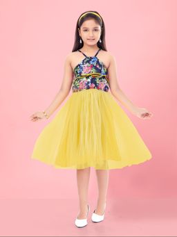 Aarika - Yellow Colour Nylon Midi Dress