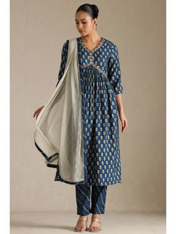 Soch - Blue Floral Kurta with Pant and Dupatta (Set of 3)