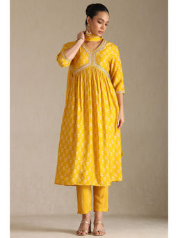 Soch - Yellow Printed Kurta with Pant and Dupatta (Set of 3)