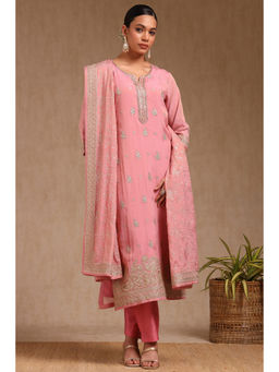 Soch - Pink Embroidered Kurta with Pant and Dupatta (Set of 3)