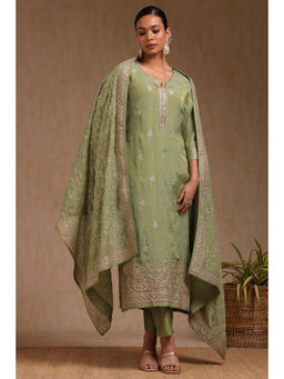 Soch - Green Embroidered Kurta with Pant and Dupatta (Set of 3)