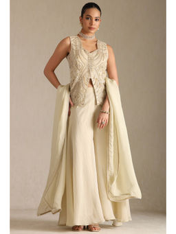 Soch - Beige Embellished/Sequined Kurti with Palazzo and Dupatta (Set of 3)