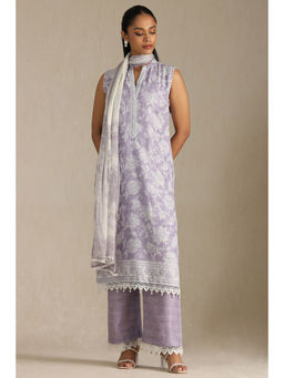 Soch - Purple Floral Kurta with Palazzo and Dupatta (Set of 3)