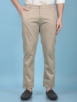 CRIMSOUNE CLUB - Men Khaki Checks Straight Trouser