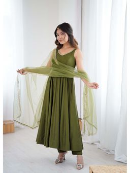 Wedani - Women Green Embroidered Anarkali & Pant With Dupatta