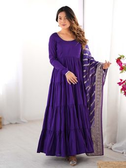 Wedani - Women Blue Embroidered Anarkali & Pant With Dupatta