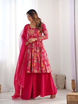 Wedani - Women Pink Embroidered Anarkali & Pant With Dupatta