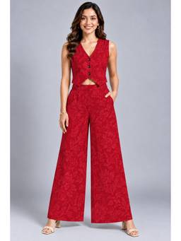 KEVORA APPARELS - Maroon Floral Printed Co-Ord Set