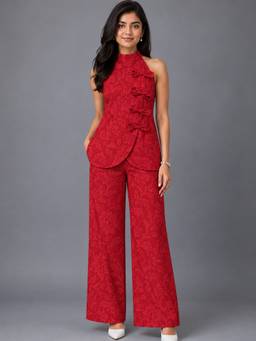 KEVORA APPARELS - Maroon Floral Printed Co-Ord Set