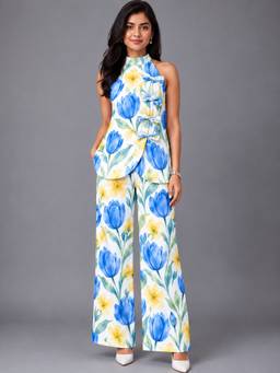 KEVORA APPARELS - Blue Floral Printed Co-Ord Set