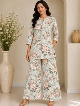 KEVORA APPARELS - Green Floral Printed Co-Ord Set