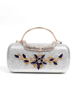 Odette - Silver Embellished Sequined Clutch