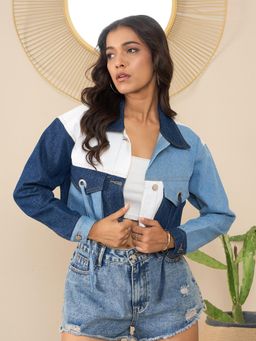 StyleStone - Women Blue Denim Crop Jacket
