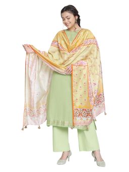 Shingora - Green Woven Design Dobby Suit Co-Ord (Set of 3)