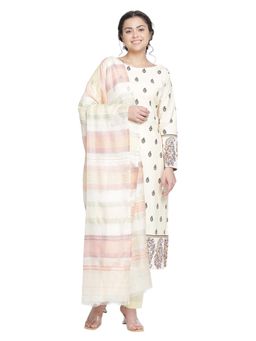 Shingora - Dark Beige Woven Design Jacquard Suit Co-Ord (Set of 3)