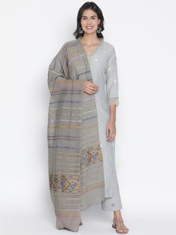 Shingora - Grey Woven Design Jacquard Suit Co-Ord (Set of 3)