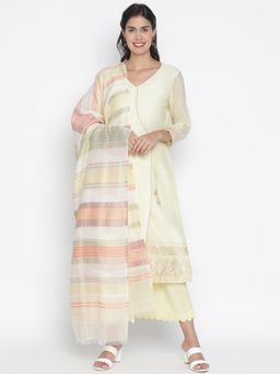 Shingora - Lemon Jacquard Woven Design Suit Co-Ord (Set of 3)