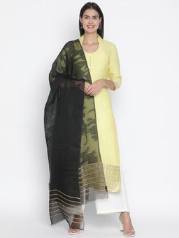 Shingora - Yellow Jacquard Woven Design Suit Co-Ord (Set of 3)