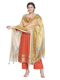 Shingora - Jacquard Orange Cotton Silk Lurex Suit Co-Ord (Set of 3)