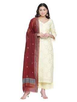 Shingora - Lemon Woven Design Jacquard Cotton Suit Co-Ord (Set of 3)