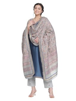 Shingora - Blue Plain Woven Cotton Silk Suit Co-Ord (Set of 3)